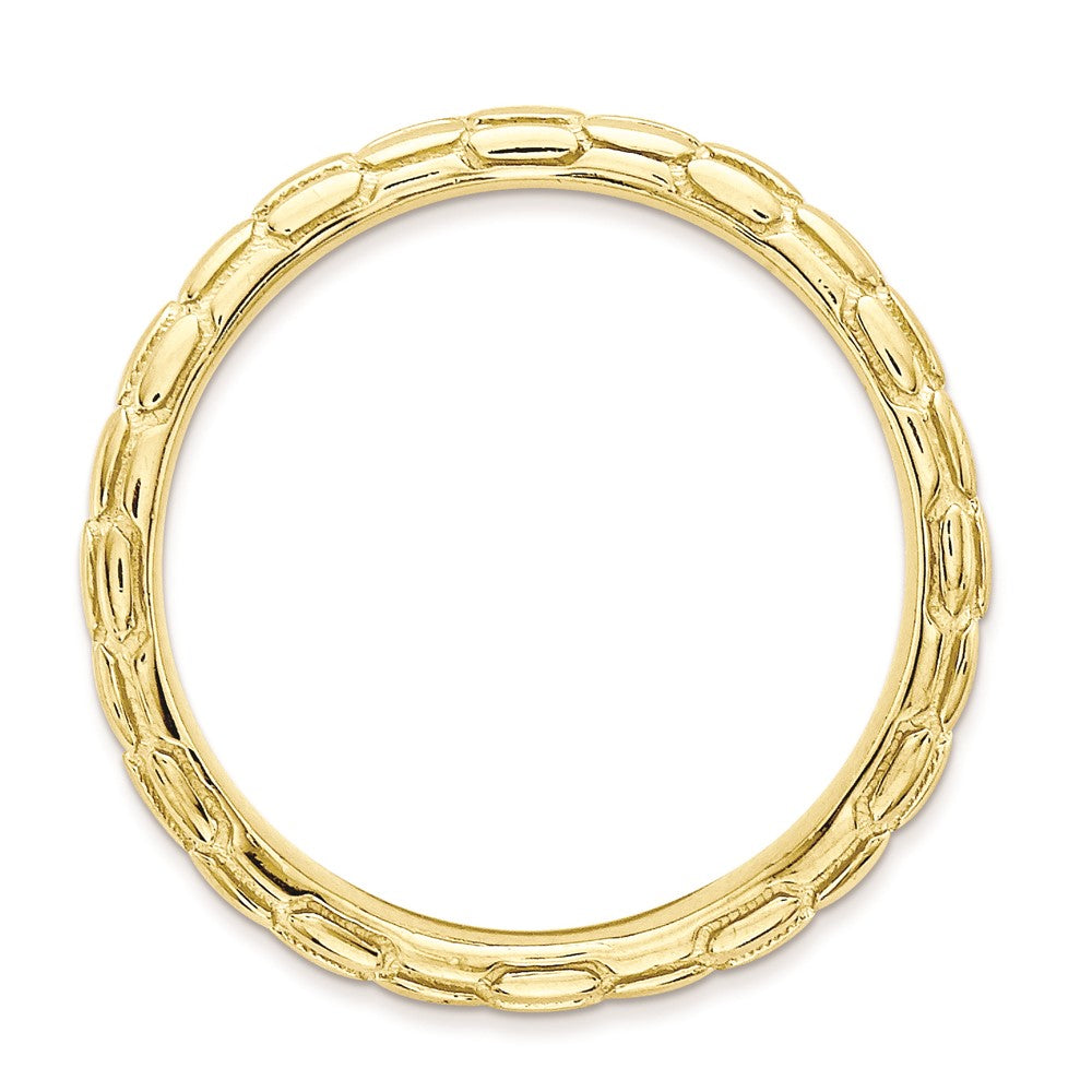 Sterling Silver Stackable Expressions Polished Gold-plate Wave Ring