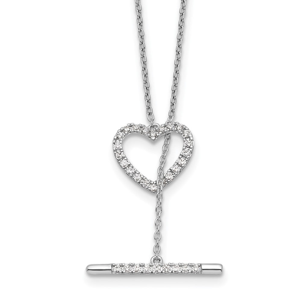 14k White Gold 1/3 carat Lab Grown Diamond VS/SI+ G+ 20 inch Heart Toggle Necklace