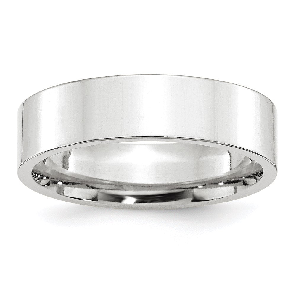 10k White Gold 6mm Standard Weight Flat Comfort Fit Wedding Band Size 10