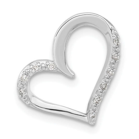 Sterling Silver Polished Diamond Heart Chain Slide Pendant