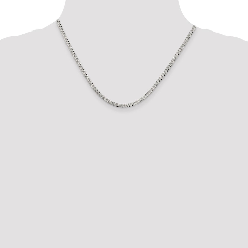Sterling Silver 3.2mm Beveled Curb Chain 18 Inches