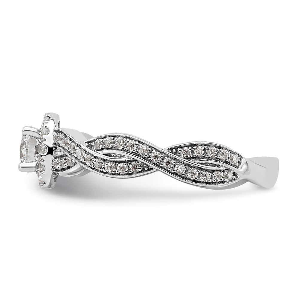 10k White Gold 3/4 carat Lab Grown Diamond VS/SI+ G+ Round Complete Fancy Halo Engagement Ring