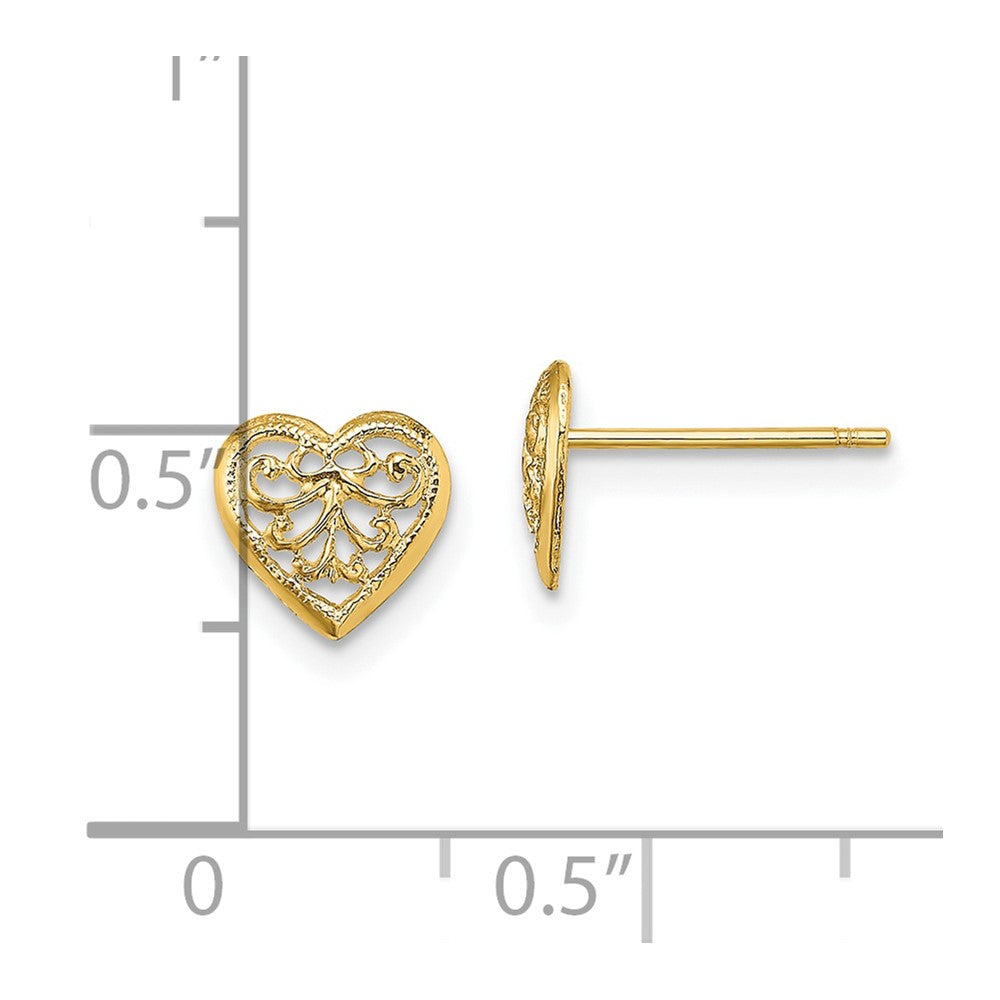 10K Filigree Heart Post Earrings