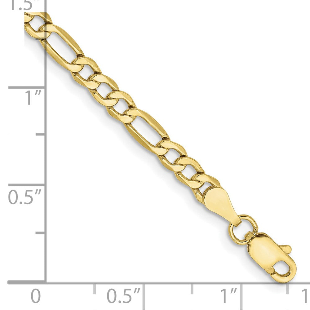 10k 3.5mm  CUT Semi-Solid Figaro  Length = 5.75 Inch  Lobster Clasp