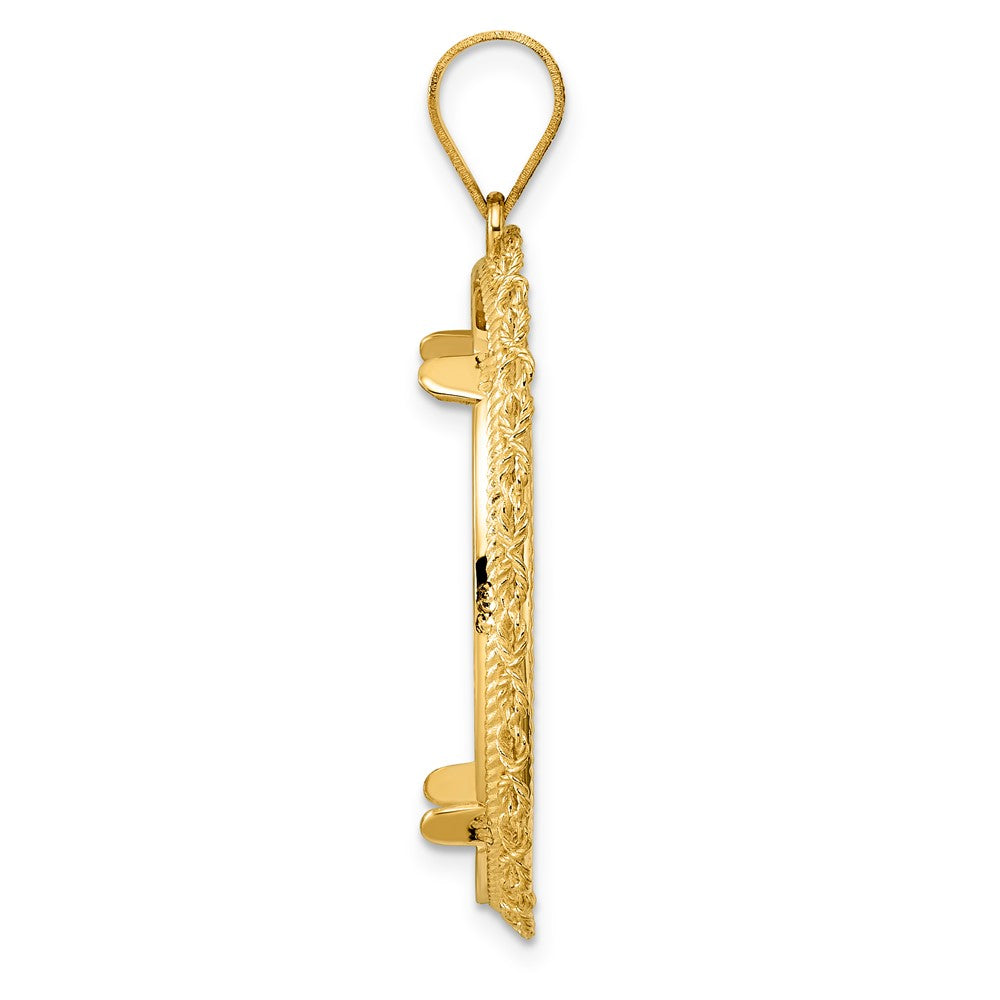 14k Diamond Cut Double Rope with 27.0mm Prong Coin Bezel Pendant