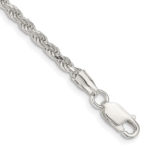 Sterling Silver 2.75mm Diamond-cut Rope Chain 8 inches