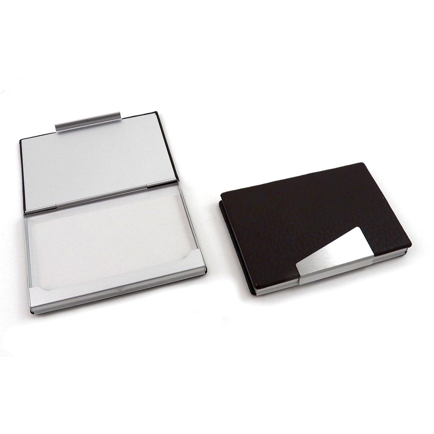 Bey-Berk Leather Business Card Case with Aluminum Trim Brown (D259B)