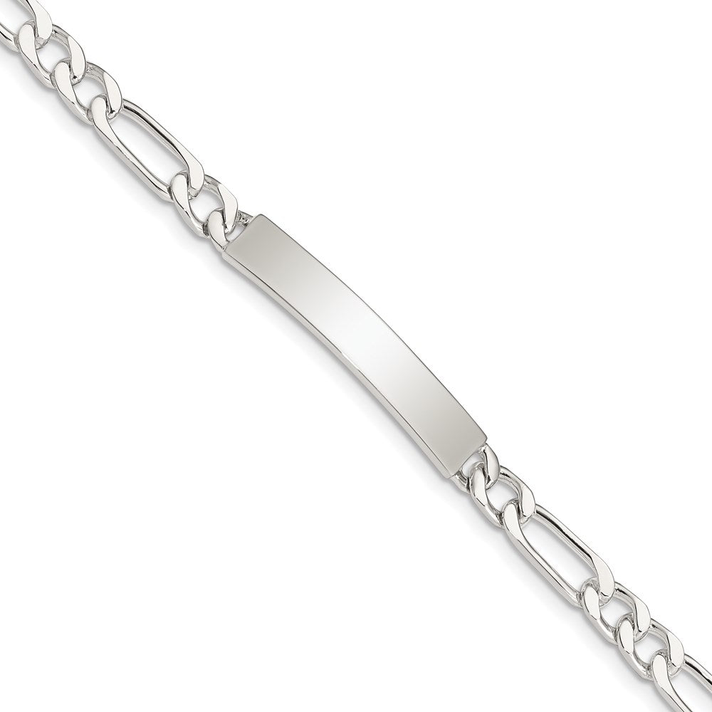 Sterling Silver 7inch Polished Engraveable Figaro Link ID Bracelet 7 inches
