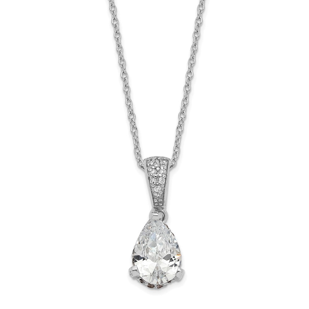 Cheryl M Sterling Silver Rhodium-plated Brilliant-cut Pear CZ Pendant 18 Inch Necklace 18 Inches
