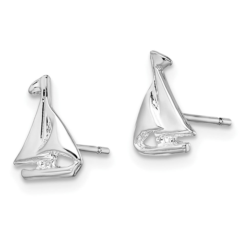 Sterling Silver Rhodium-Plated CZ Star and Moon Left/Right Earrings