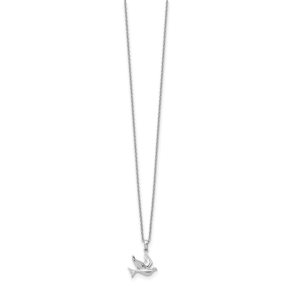 White Ice Sterling Silver Rhodium-plated 18 Inch Diamond Dove Necklace with 2 Inch Extender 18 Inches