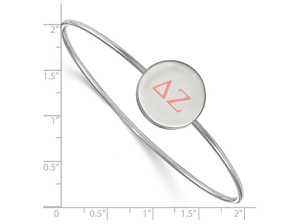 Sterling Silver Official Licensed Greek Sororities 7in Delta Zeta (??) Enameled Slip-on Bangle