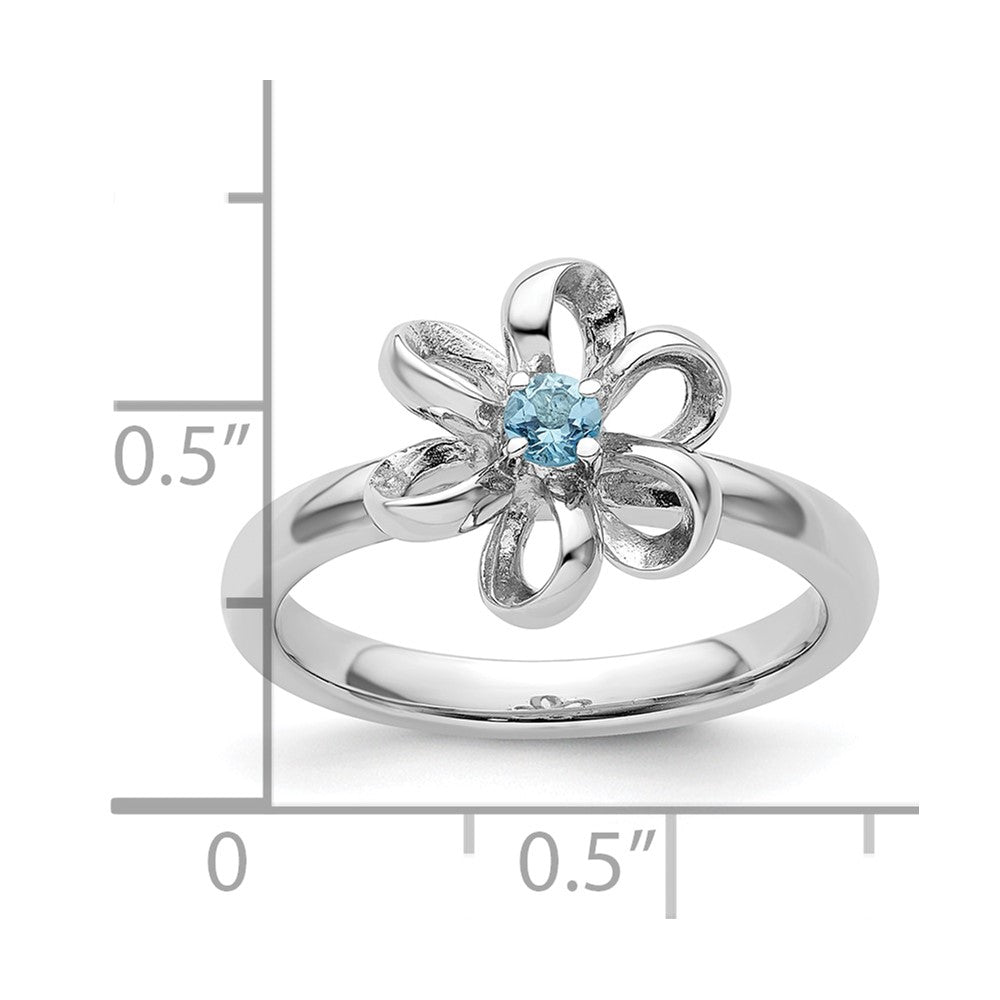 Sterling Silver Stackable Expressions Polished Blue Topaz Flower Ring Size -8