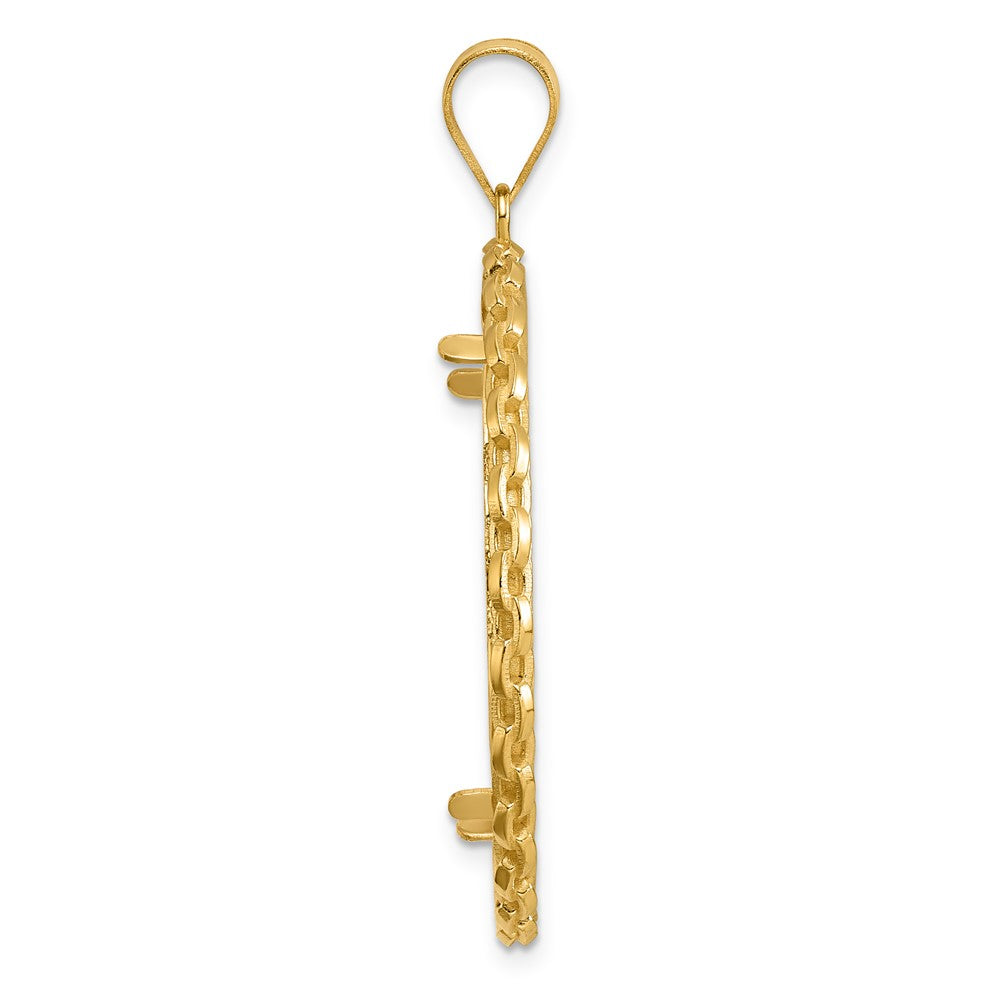 14k Diamond Cut Box with 32.0mm Prong Coin Bezel Pendant
