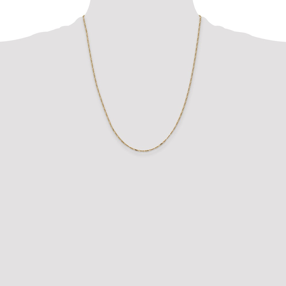14K 22 inch 1.25mm Flat Figaro with Spring Pendant Ring Pendant Chain