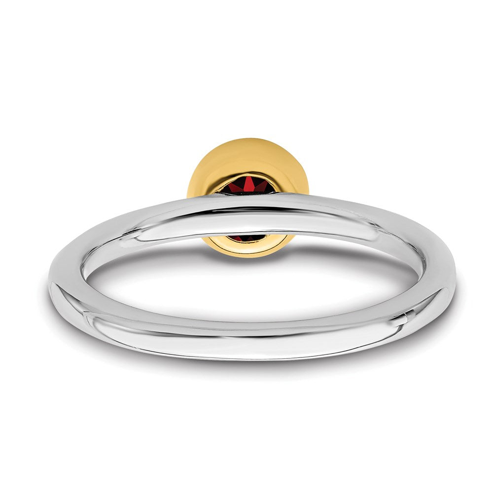 Sterling Silver Stackable Expressions w/Gold-plated Garnet Ring Size -6