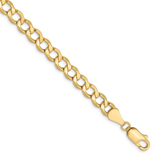 10K 5.25mm Semi-Solid Curb Chain 8  inches