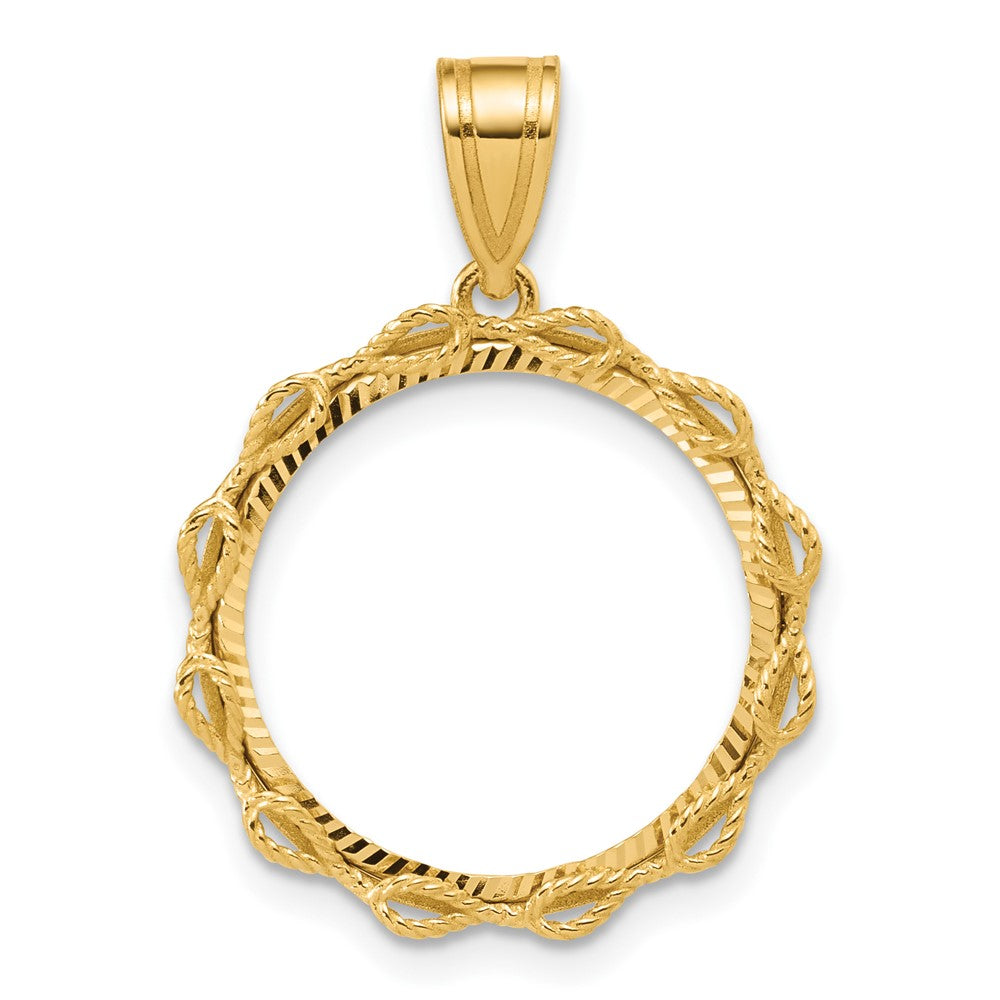 14k Diamond Cut Rope with 16.5mm Prong Coin Bezel Pendant