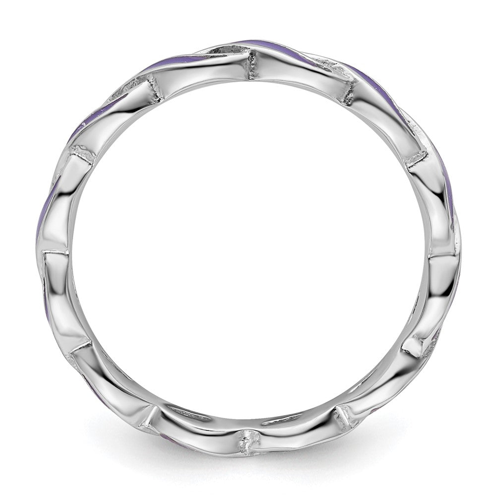 Sterling Silver Stackable Expressions Purple Enamel Ring Size -9