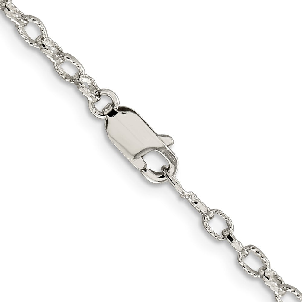 Sterling Silver 3mm Fancy Patterned Rolo Chain 16 Inches