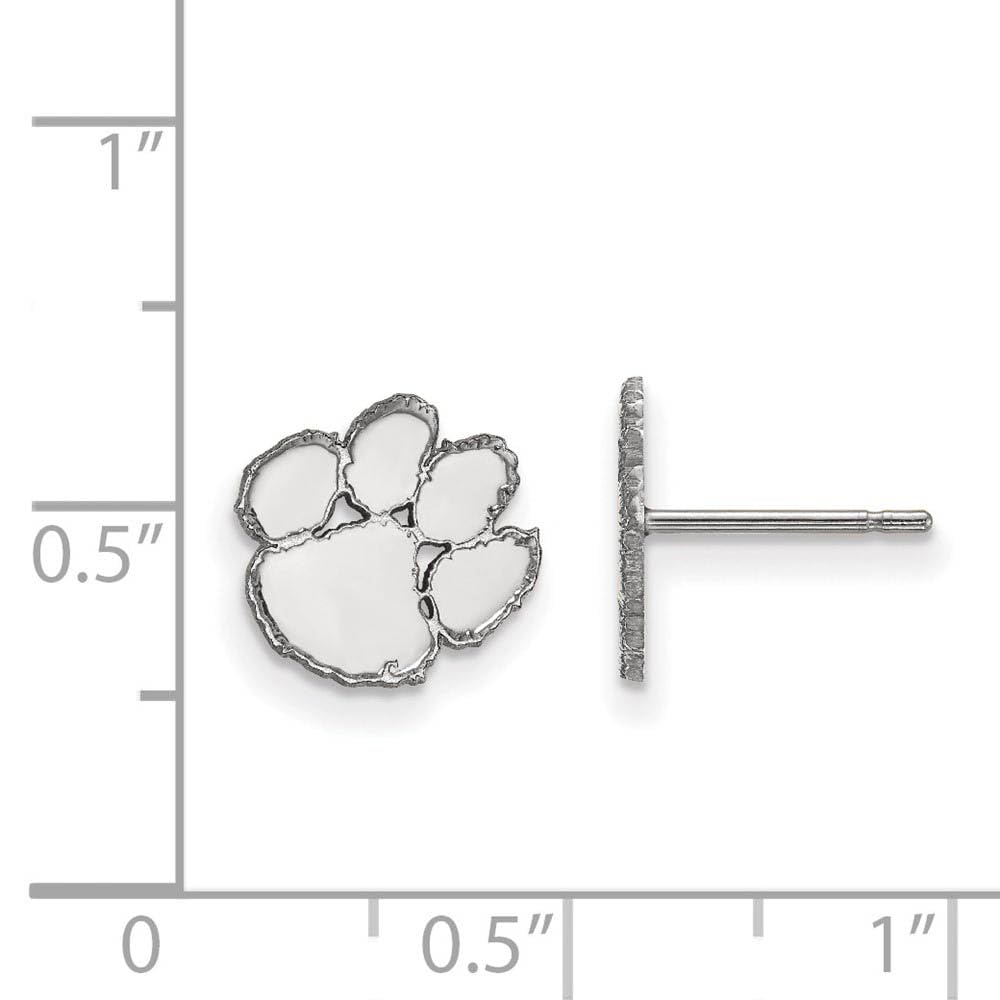 10k White Gold LogoArt Clemson University Tiger Paw Extra Small Post Earrings Q-1W008CU