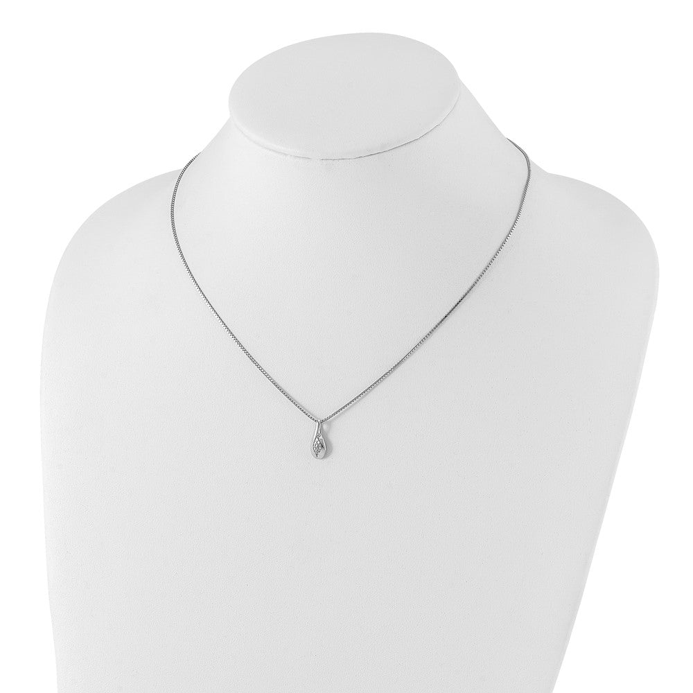 White Ice Sterling Silver Rhodium-plated 18 Inch Diamond Teardrop Necklace with 2 Inch Extender 18 Inches