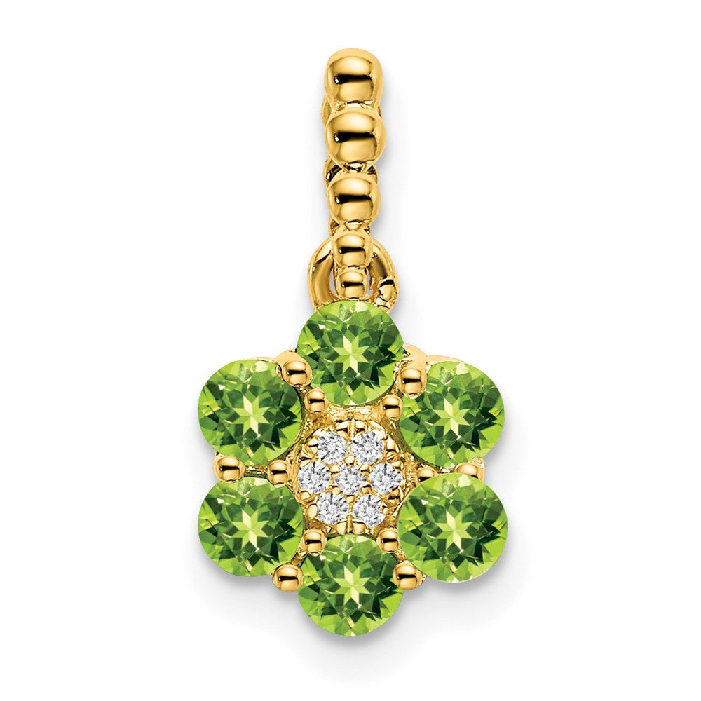 14k Peridot and Diamond Floral Pendant