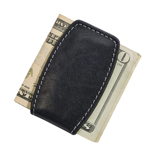Contemporary Home Living 2.75" x 1.5" Black Leather Money Clip