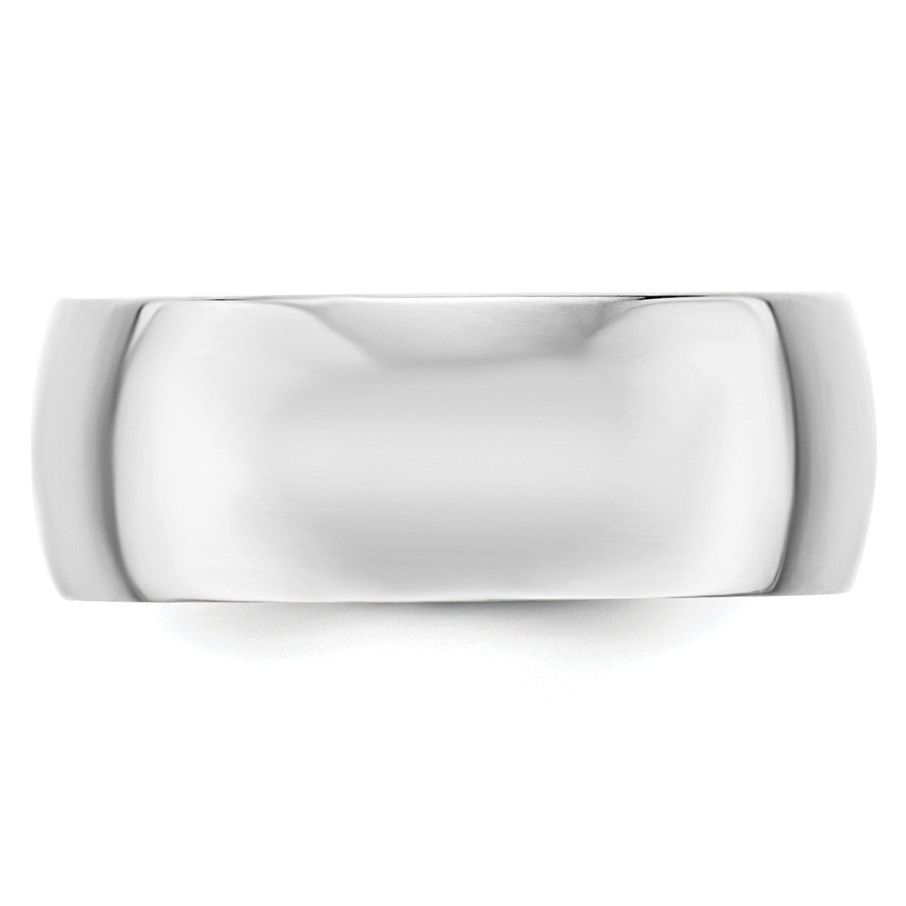 10k White Gold 8mm Lightweight Half Round Wedding Band Size 8