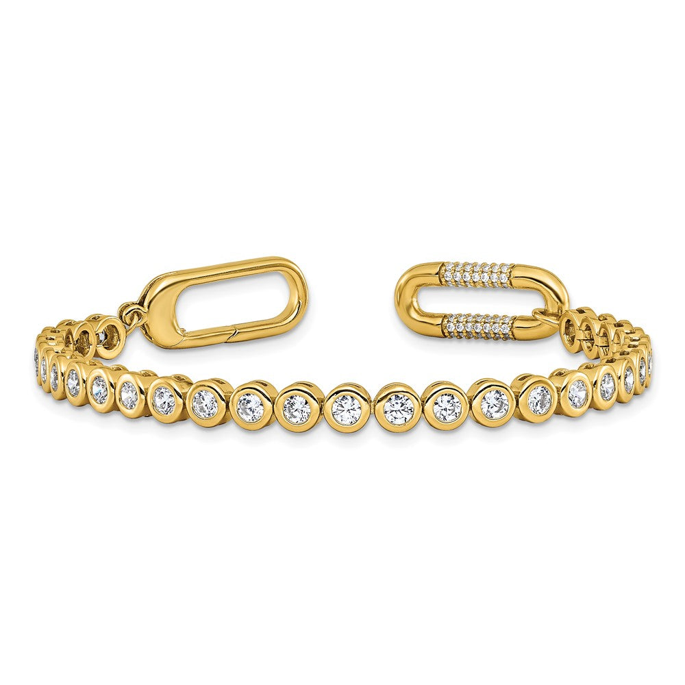 Sterling Shimmer Sterling Silver Gold-tone Flash Gold-plated CZ 113 Stone 7 inch Bracelet 7 inches