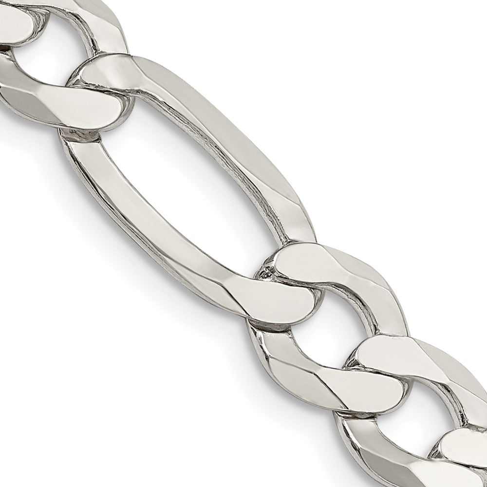 Sterling Silver 9.7mm Lightweight Flat Figaro Chain 18 Inches