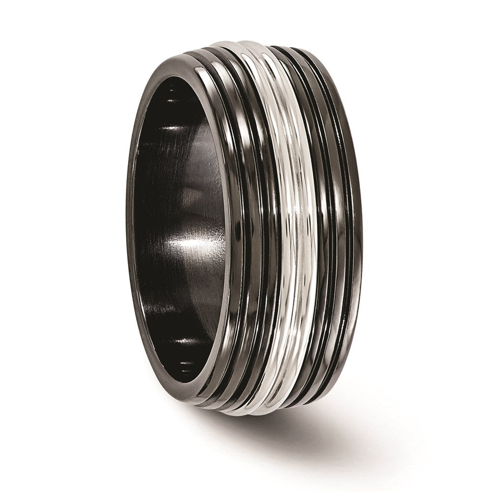 Edward Mirell Black Ti & Stainless Steel Polished 9mm Band