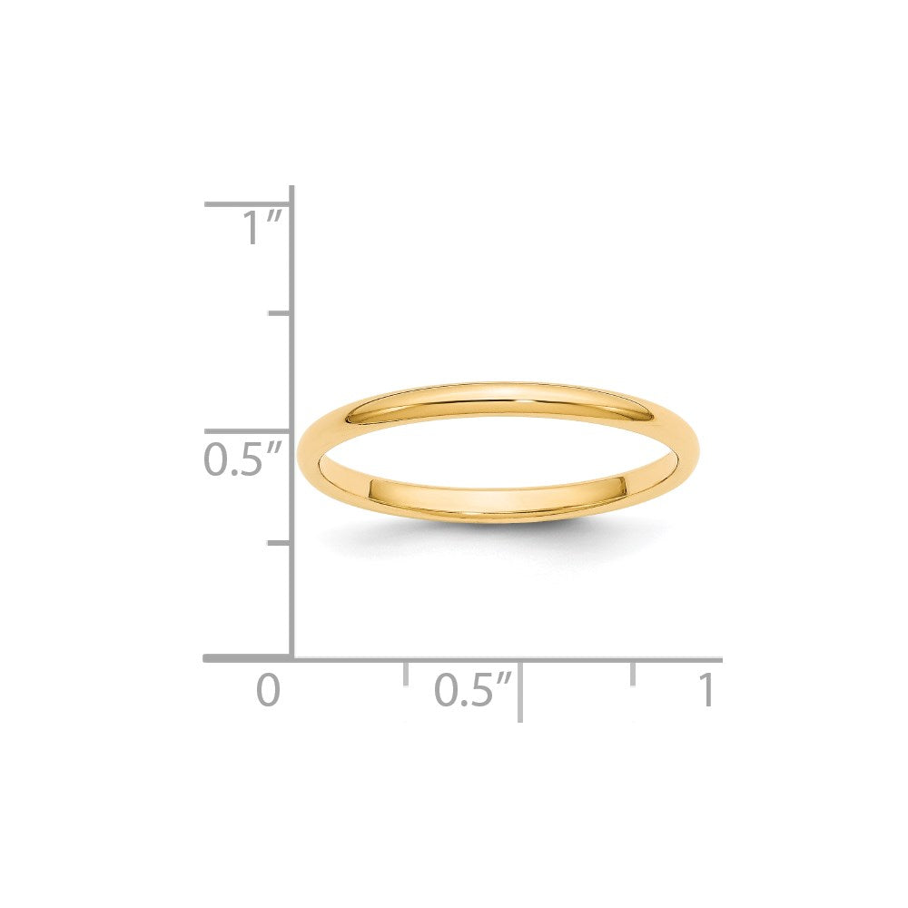 14k Yellow Gold 2mm Half-Round Wedding Band Size 4.5