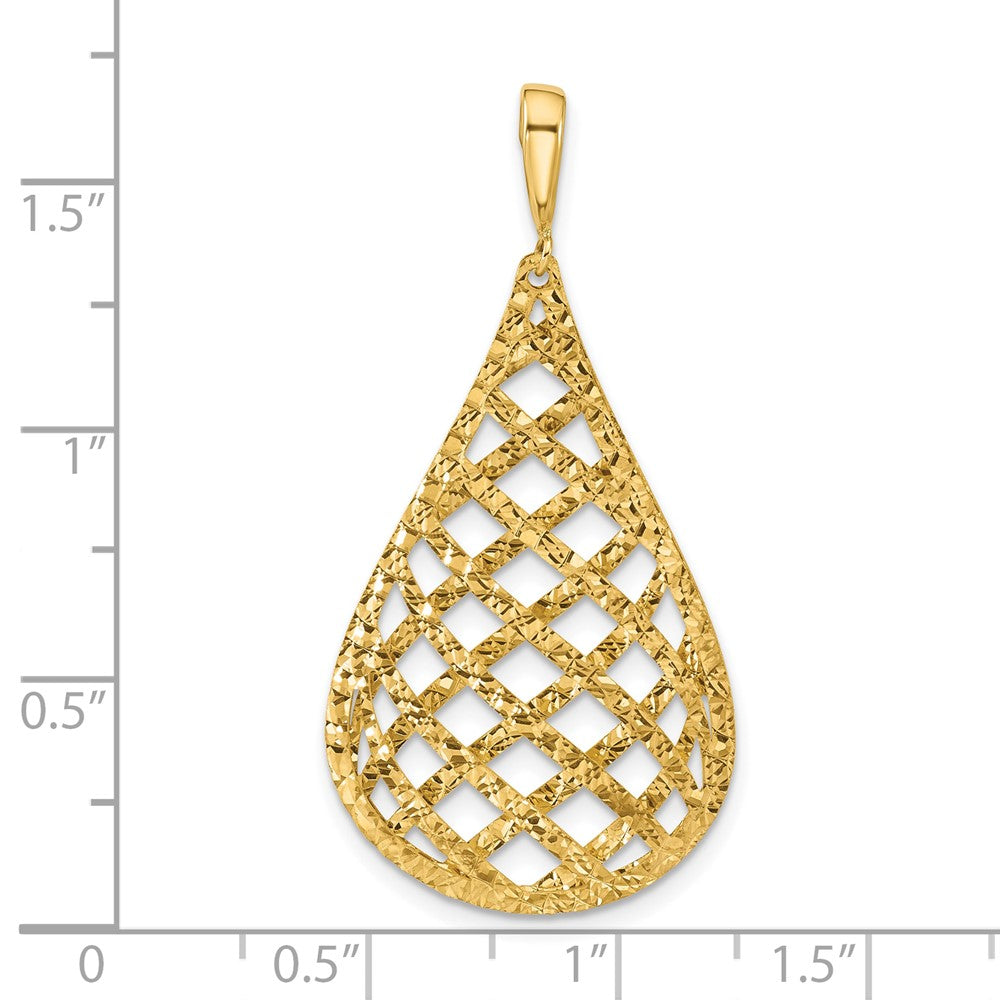 14K Polished and Diamond-cut Teardrop Pendant