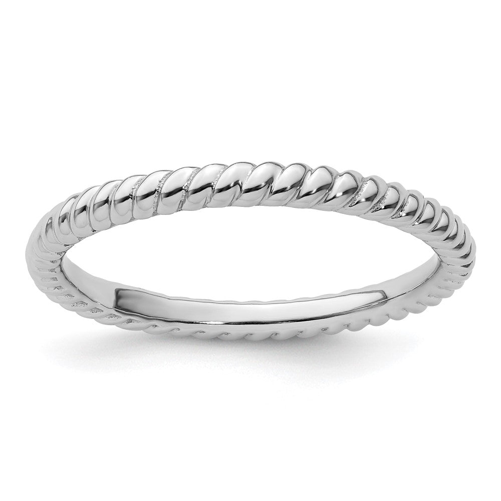 Sterling Silver Stackable Expressions Rhodium Twisted Ring Size -8