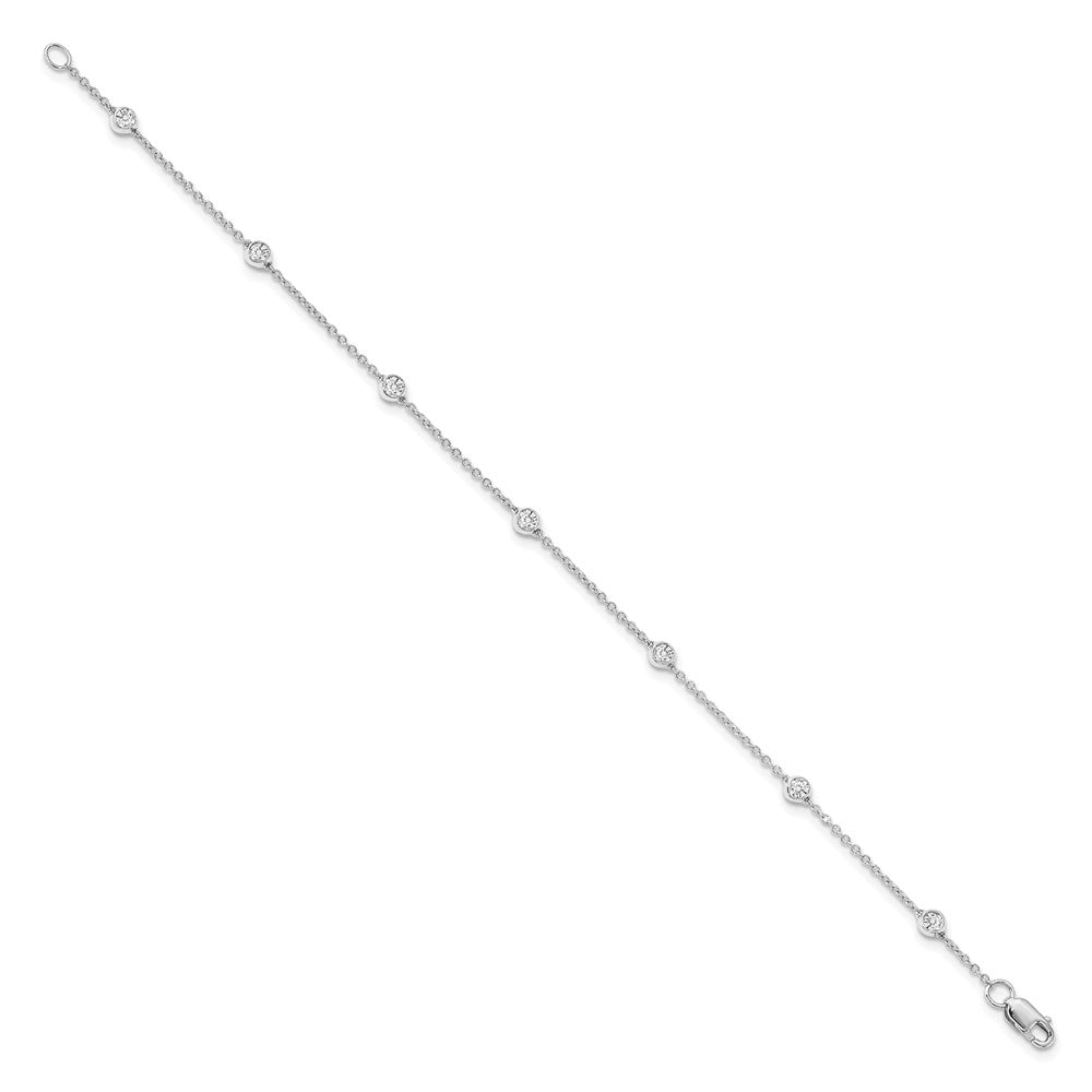 True Origin 14k White Gold 3/8 carat Lab Grown Diamond VS DEF Seven Station 7 inch Bracelet