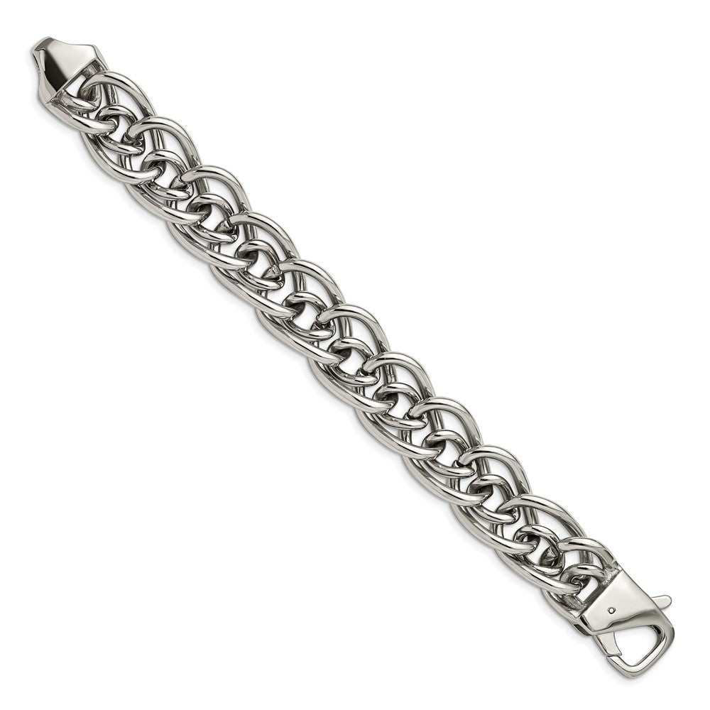 Stainless Steel Polished Large and Small Oval Link 8.25in Bracelet 8.25 inches