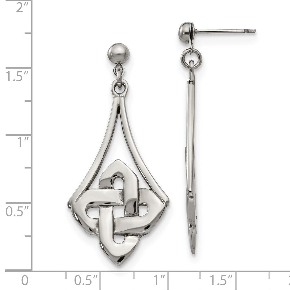 Stainless Steel Polished Celtic Post Dangle Earrings