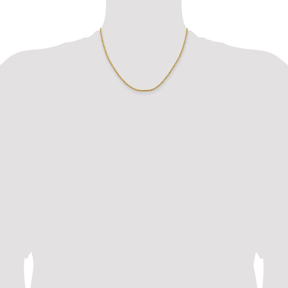 14k 2mm Lightweight D/C Rope with Lobster Clasp Chain