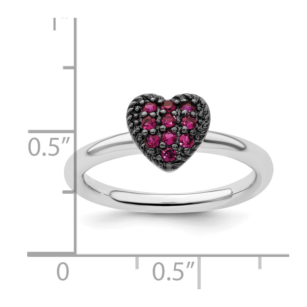 Sterling Silver Stackable Expressions Cr Ruby Heart Ring Size -6