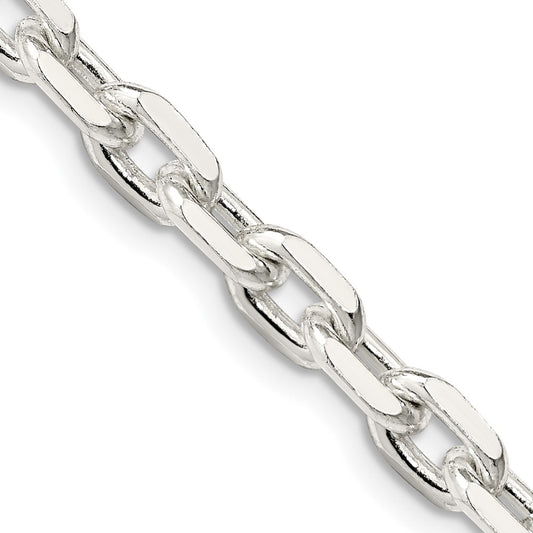 Sterling Silver 5.4mm Beveled Oval Cable Chain 22 Inches