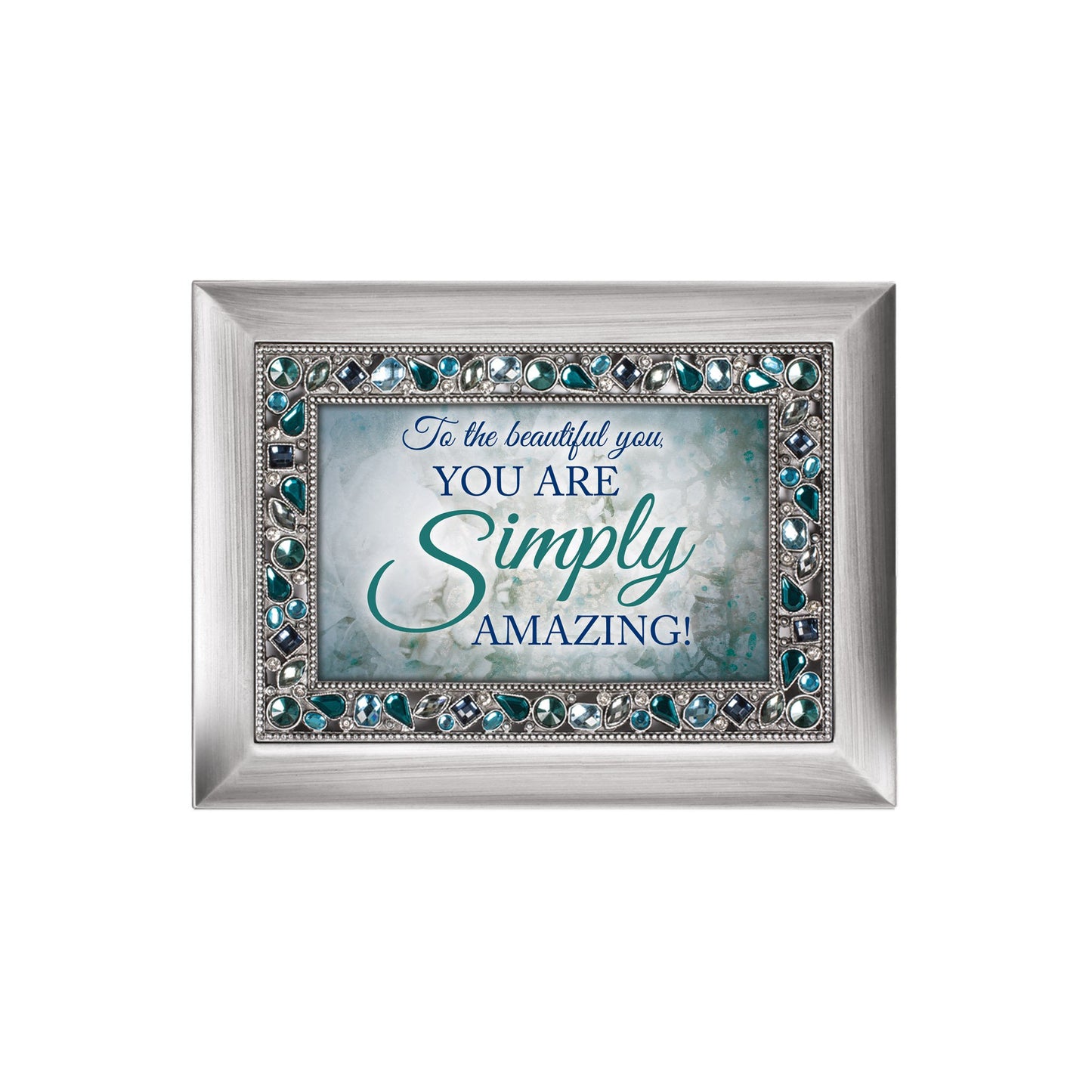 8" Blue and Silver Colored Rectangular framed Musical Box