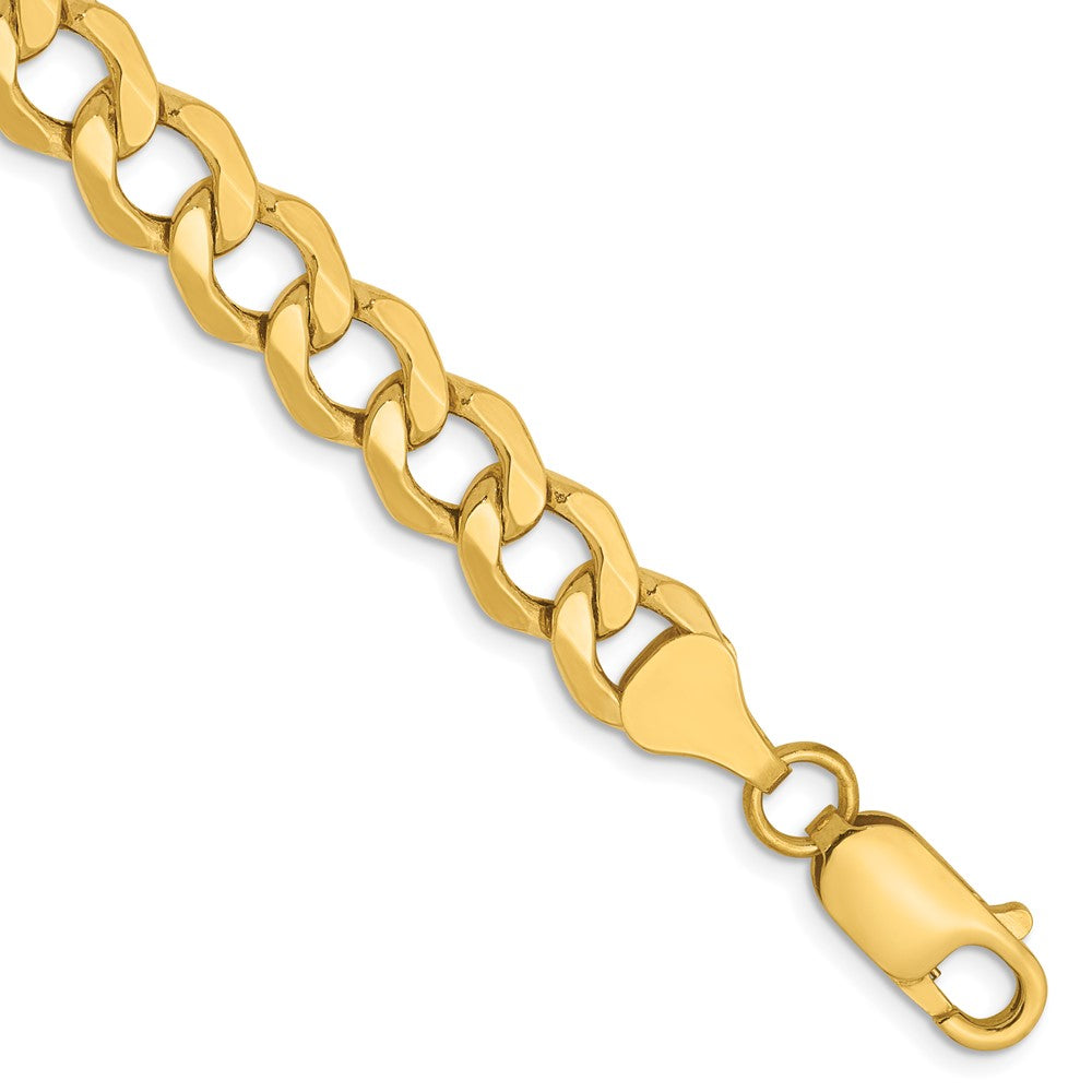 14K 7mm Semi-Solid Curb Link Chain 9  inches