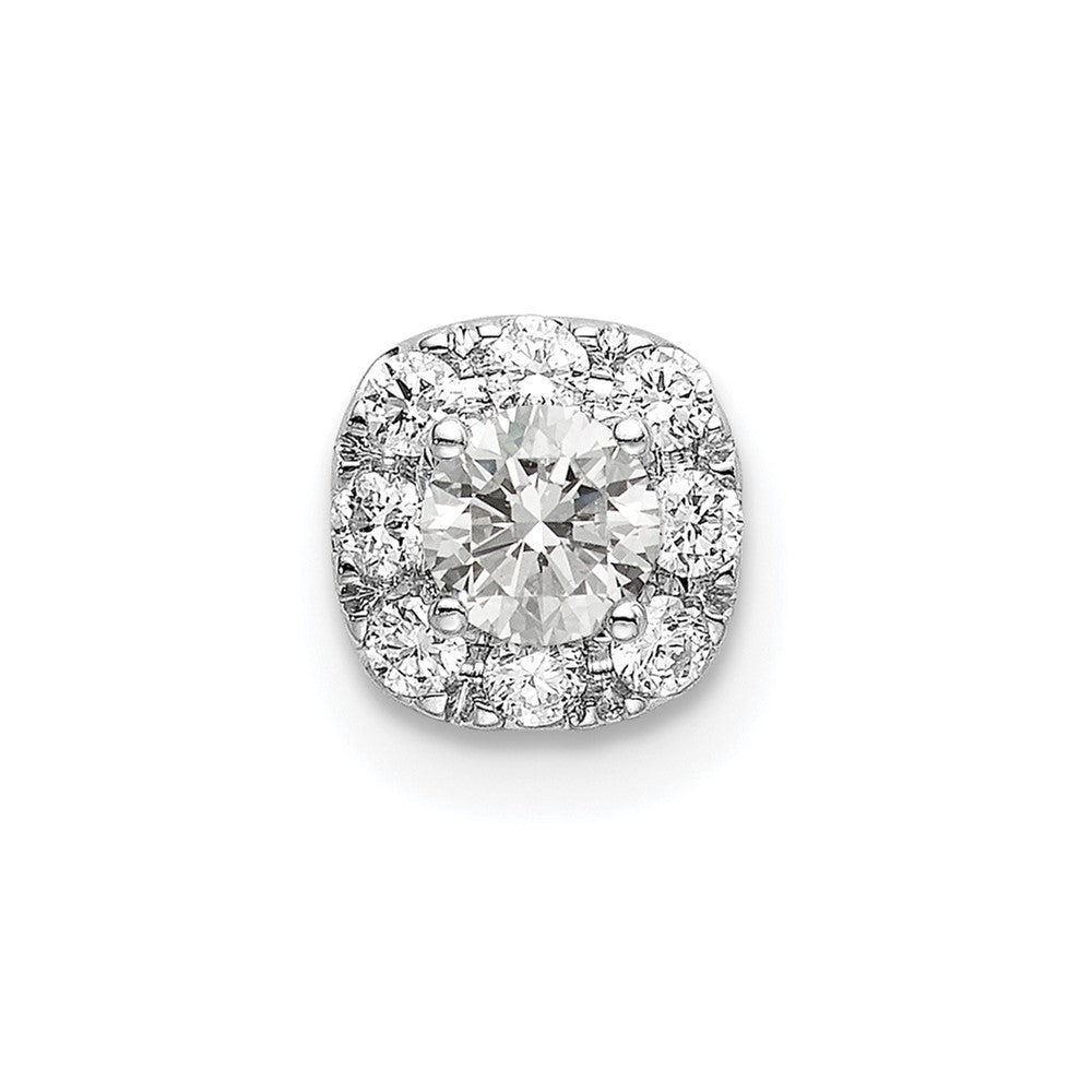 14k White Gold 1/3 carat Lab Grown Diamond VS/SI+ G+ Complete Cushion Halo Chain Slide Pendant