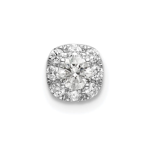 14k White Gold 1/3 carat Lab Grown Diamond VS/SI+ G+ Complete Cushion Halo Chain Slide Pendant