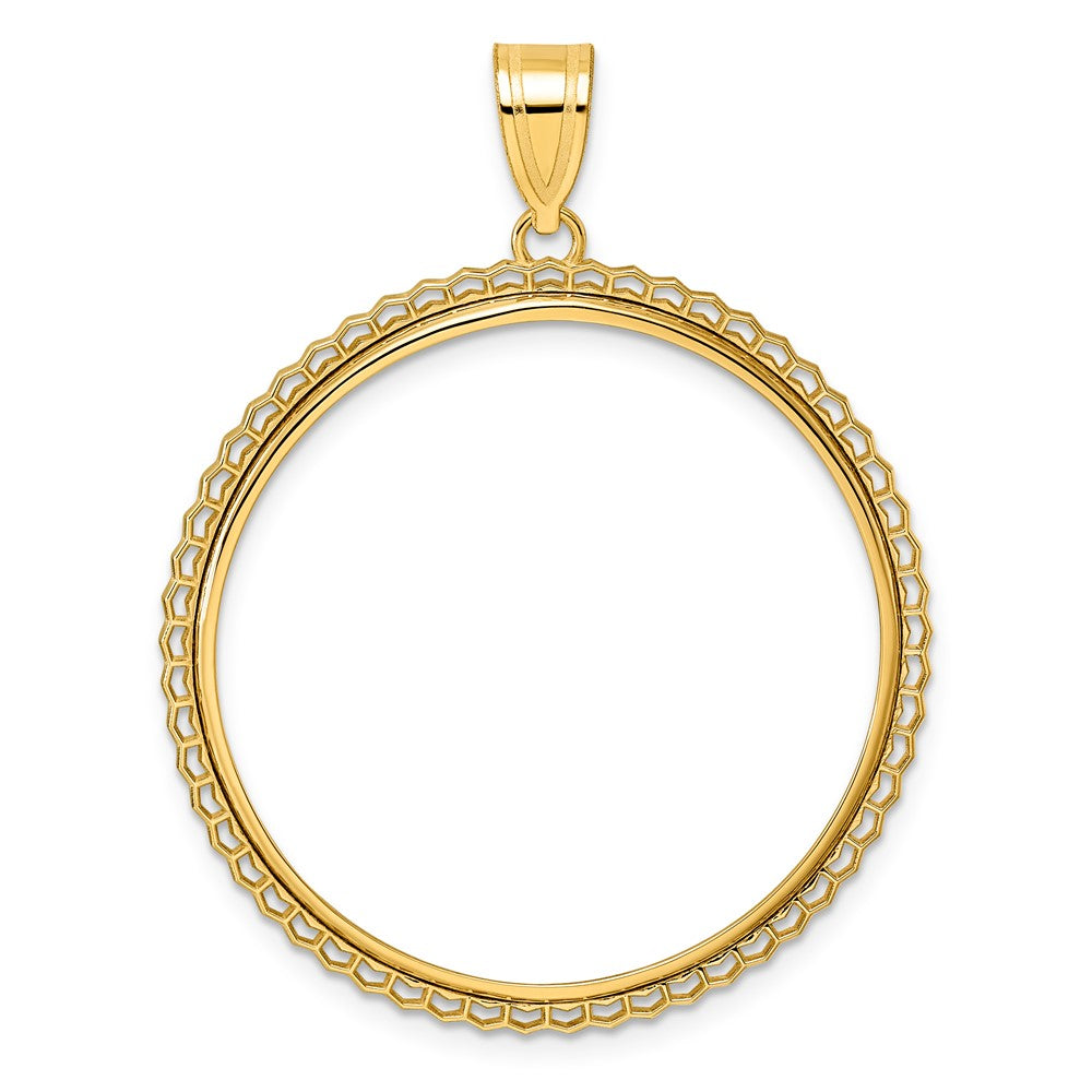 14k Polished Poly Edge with 32.0mm Prong Coin Bezel Pendant