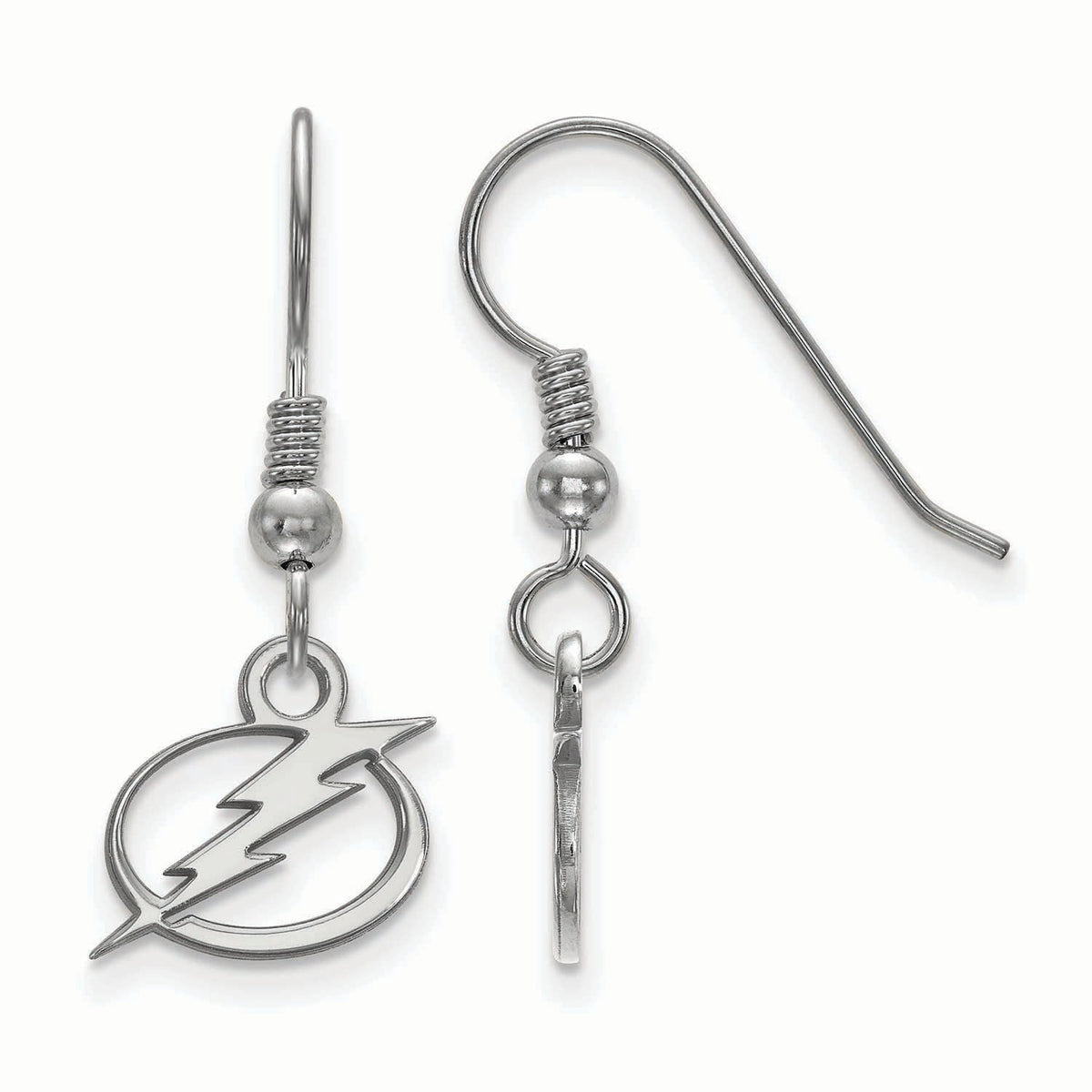 Sterling Silver Rhodium Plated NHL Tampa Bay Lightning XS Dangle Earrings