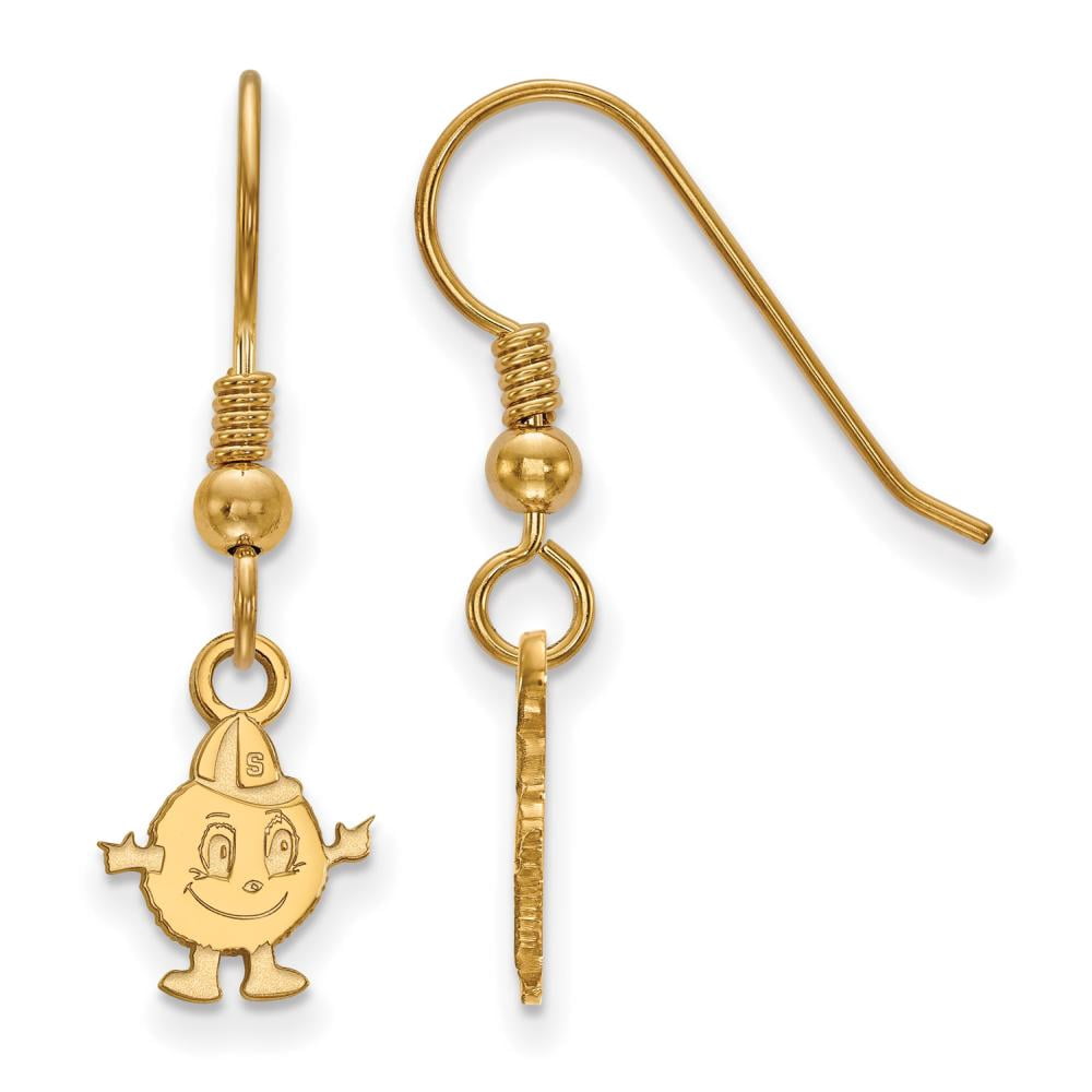 Sterling Silver Gold-plated LogoArt Syracuse University Mascot Extra Small Dangle Wire Earrings Q-GP026SYU