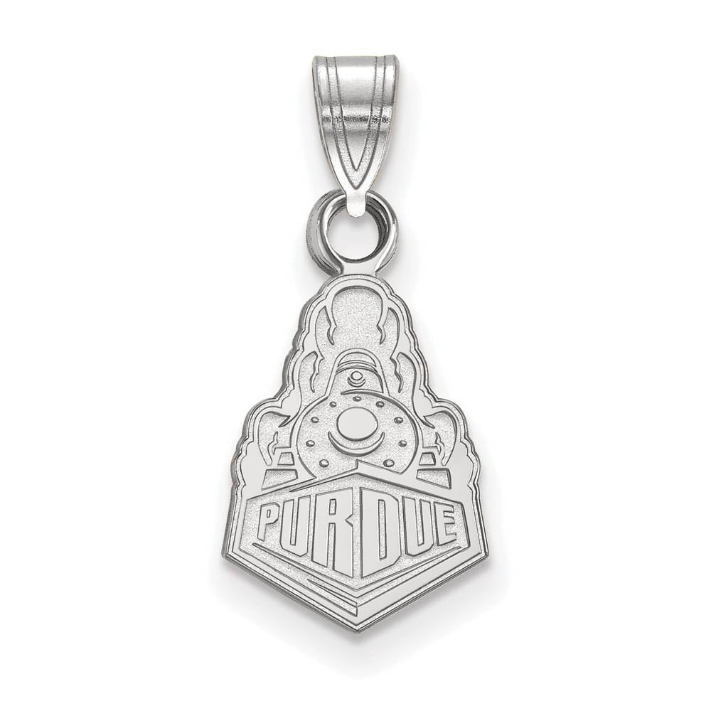 Sterling Silver Rhodium-plated LogoArt Purdue University Boilermakers Train Logo Small Pendant Q-SS037PU