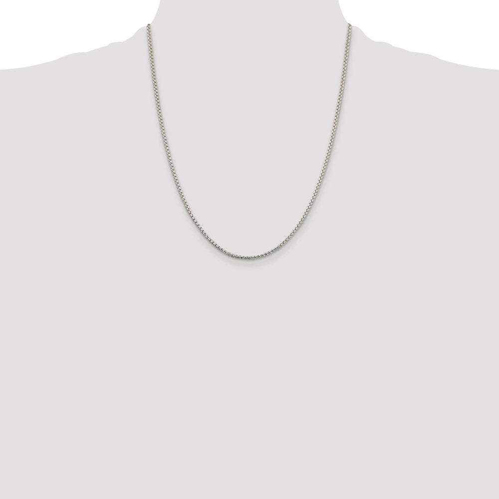 Sterling Silver 2mm Round Box Chain 22 Inches